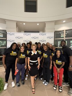 President Funderburk Chattahoochee Valley Community College with women's basketball team.